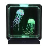 Illuminated Jellyfish Mood Lamp w 2 Fluorescent Jellyfish