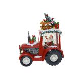 SANTA TRACTOR RED W GIFTS