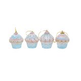 4/A PNK/BL CUPCAKE ORNAMENTS
