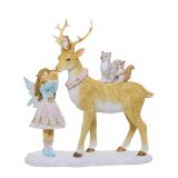 PNK/BL STANDING FAIRY & DEER