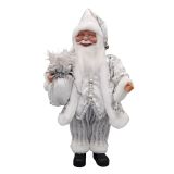 SILV/WHT MUSICAL SANTA 45CM