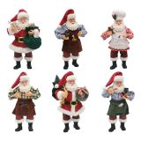 6 ASTD HNG SANTA ORNAMENTS