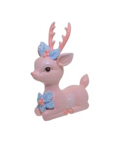 SITTING PINK DEER 15.5CM