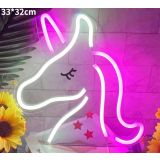 UNICORN NEON LIGHT PINK & WHITE 33*33CM USB POWERED