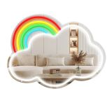 RAINBOW WITH CLOUDS MIRROR NEON LIGHT 33.2*43CM MULTI COULOURED USB POWERED