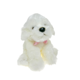 PLUSH 30CM BICHON W PINK BOW