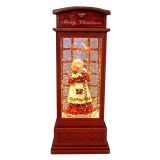 LED W-S Telephone Booth Mrs Claus