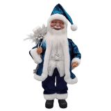 BLUE/SILV MUSICAL SANTA 45CM