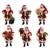 6 Asst Hanging Santa Ornaments