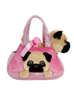 Pup in Pink Pug Bag