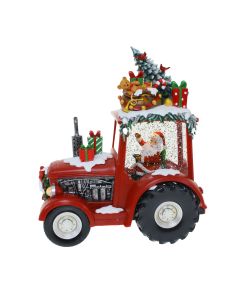 SANTA TRACTOR RED W GIFTS